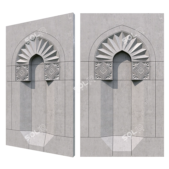 Intricate Islamic Arch Carving 3D model image 1