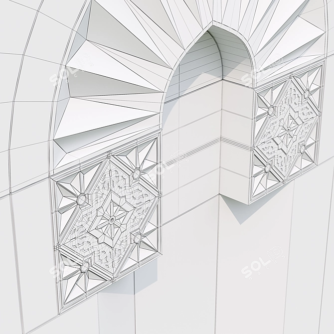 Intricate Islamic Arch Carving 3D model image 3