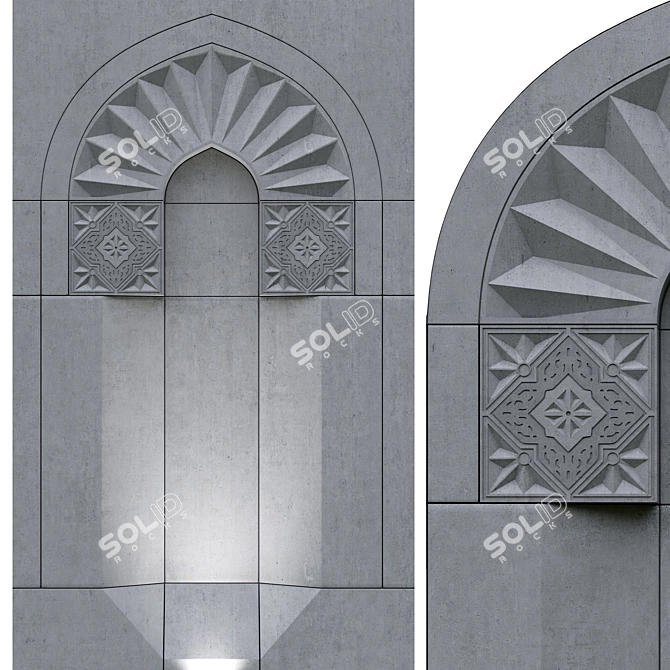 Intricate Islamic Arch Carving 3D model image 4