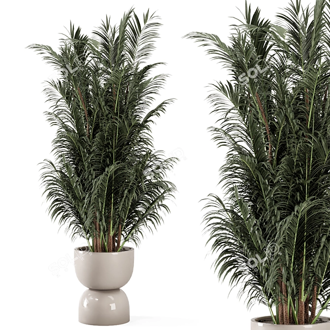 Rustic Concrete Pot Indoor Plants 3D model image 6