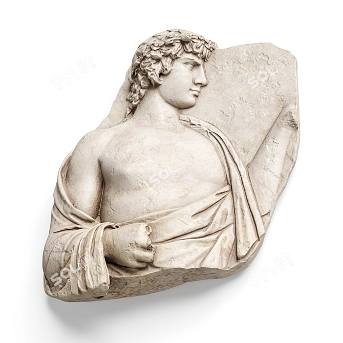 Exquisite Antinous Marble Relief 3D model image 4