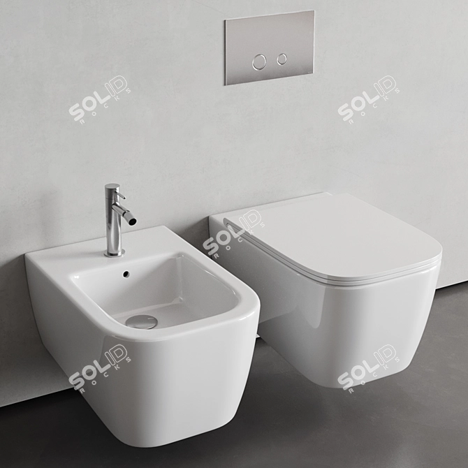 Rexa Design Maybe.2 WC&Bidet: Wall-Hung Luxury 3D model image 1