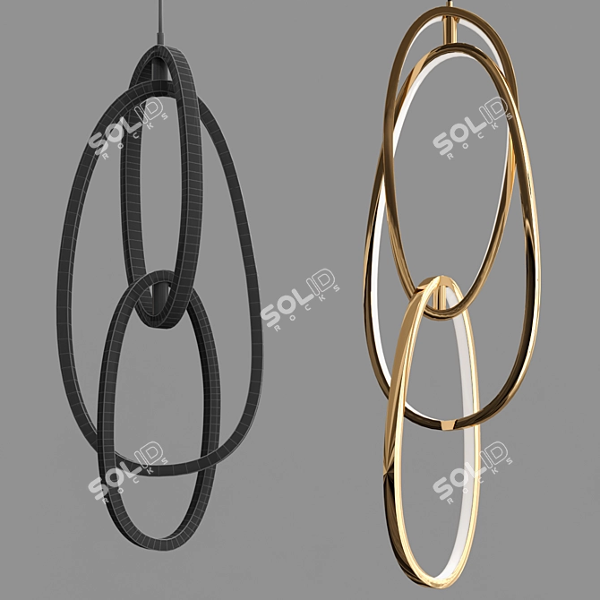 Chic Chain Link Pendant Lighting 3D model image 1