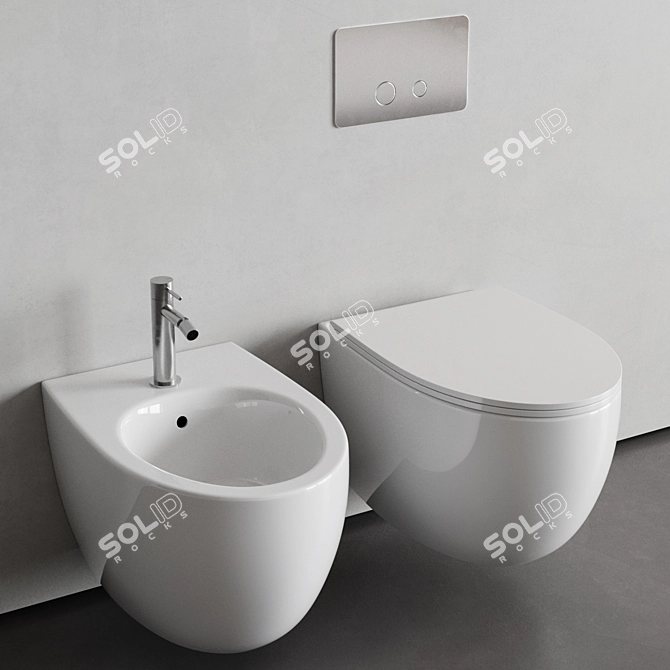 Rexa Design About.2 Wall-Hung WC & Bidet: Minimalistic Elegance 3D model image 1
