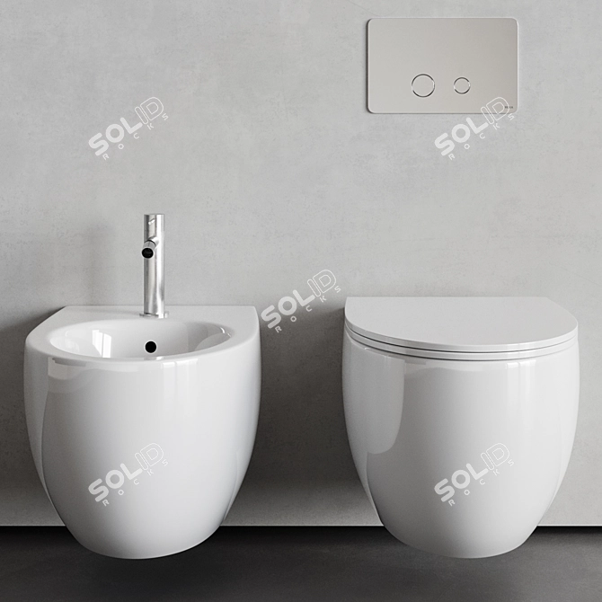 Rexa Design About.2 Wall-Hung WC & Bidet: Minimalistic Elegance 3D model image 2