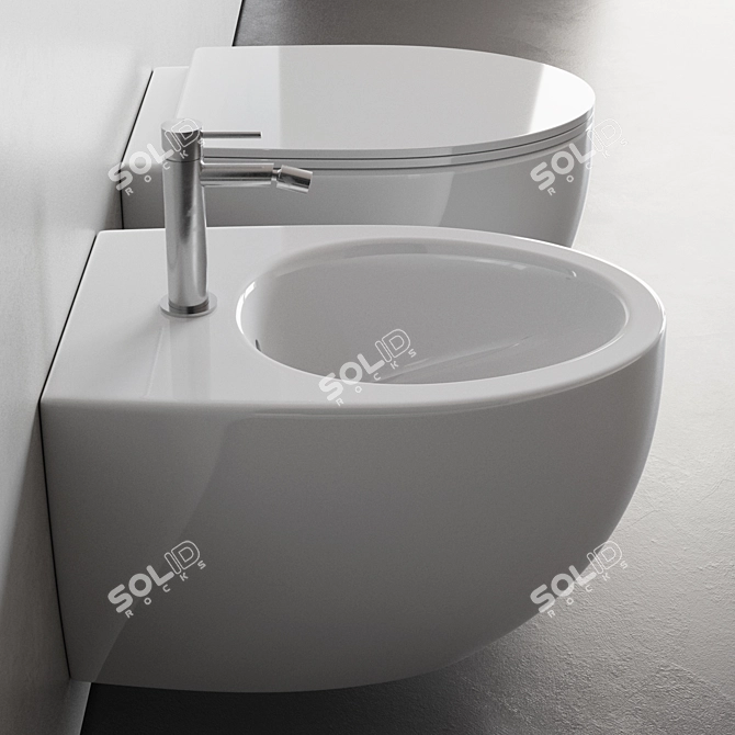 Rexa Design About.2 Wall-Hung WC & Bidet: Minimalistic Elegance 3D model image 3