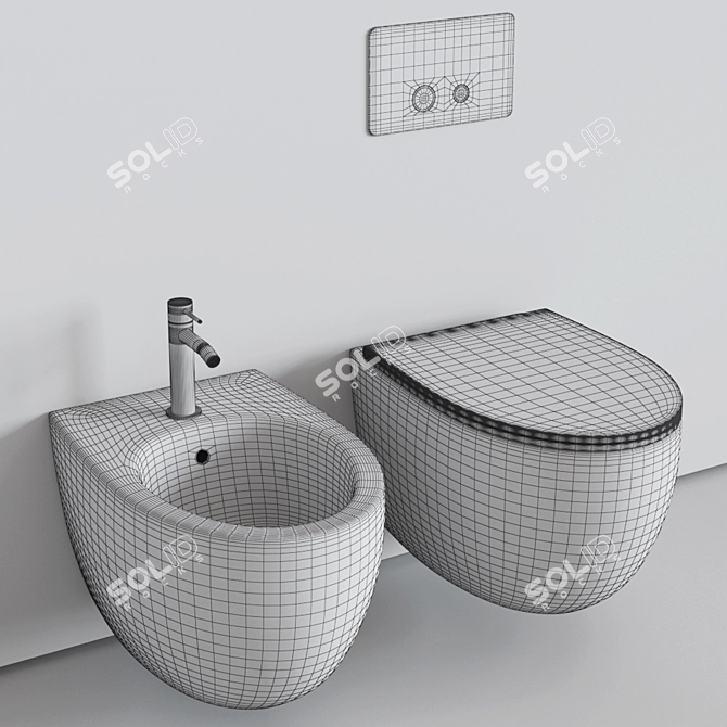 Rexa Design About.2 Wall-Hung WC & Bidet: Minimalistic Elegance 3D model image 6