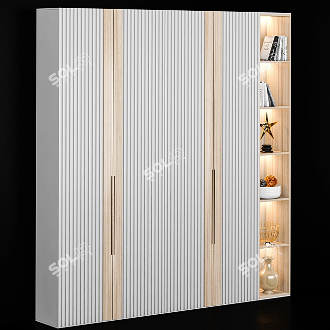 Spacious 3m Tall Wardrobe 3D model image 3