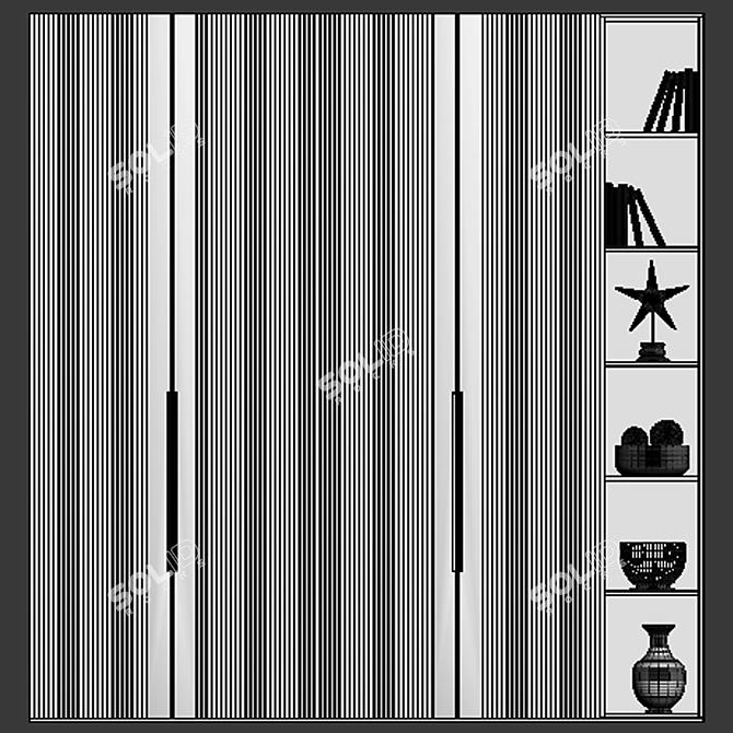 Spacious 3m Tall Wardrobe 3D model image 4