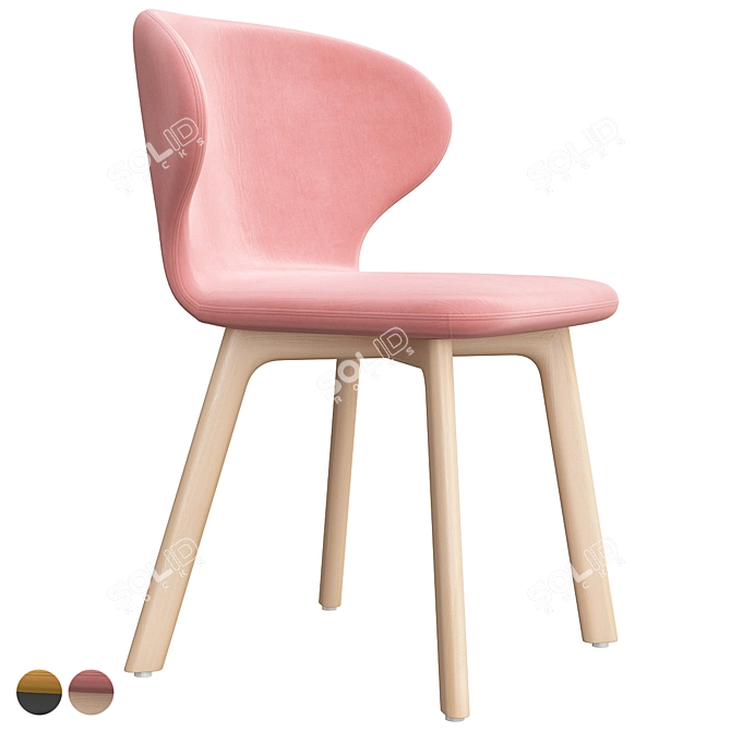 Contemporary Mula Wood Chair: Minimalist Scandinavian Design 3D model image 1