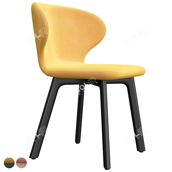 Contemporary Mula Wood Chair: Minimalist Scandinavian Design 3D model image 2