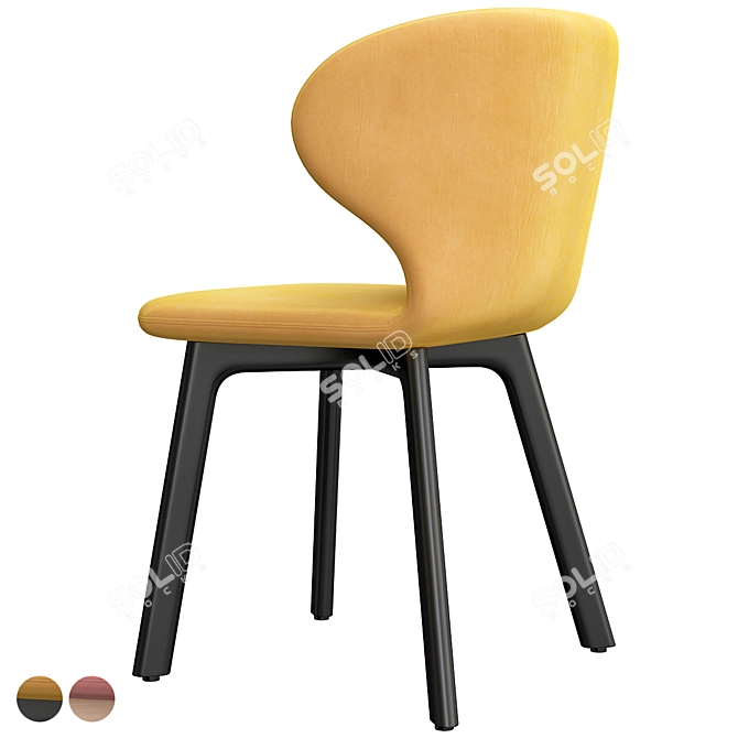 Contemporary Mula Wood Chair: Minimalist Scandinavian Design 3D model image 4