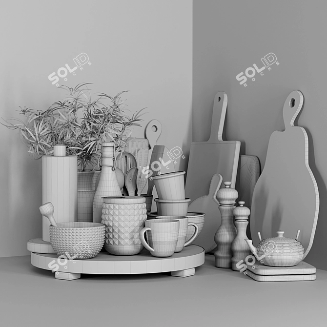 Versatile Kitchen & Restaurant Dish Set 3D model image 2