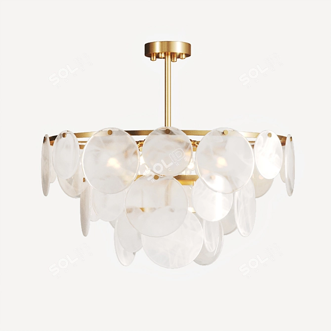 Elegant Smoked Glass Disc Chandelier 3D model image 2