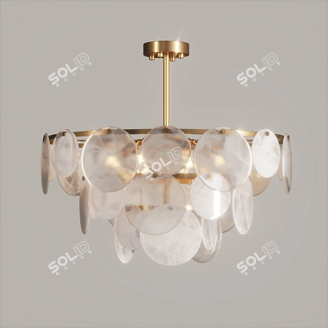 Elegant Smoked Glass Disc Chandelier 3D model image 3