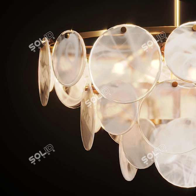 Elegant Smoked Glass Disc Chandelier 3D model image 4