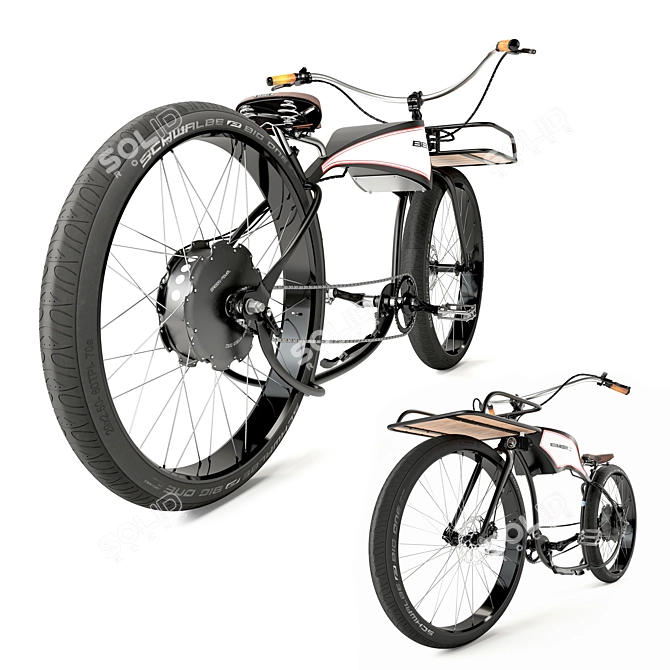 Classic Cruiser E-bike: Vintage Custom 3D model image 3