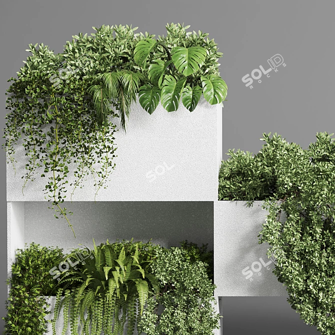 Concrete Box Plant Stand Collection 3D model image 4