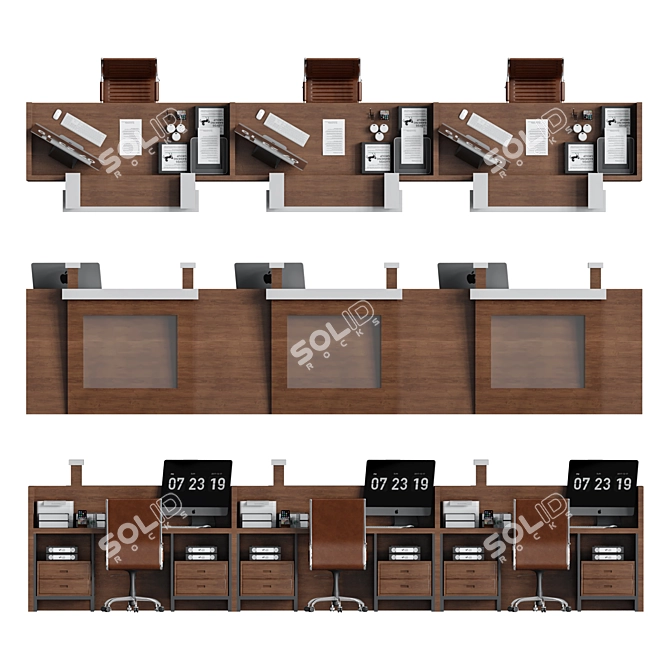 Modern Bank Counter Design 3D model image 3