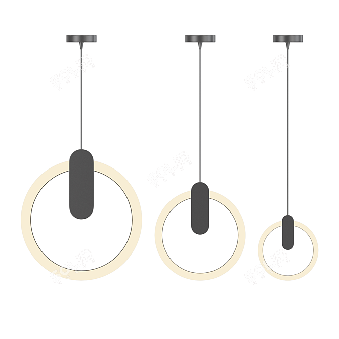 Brass-Trimmed LED Pendant Light 3D model image 2