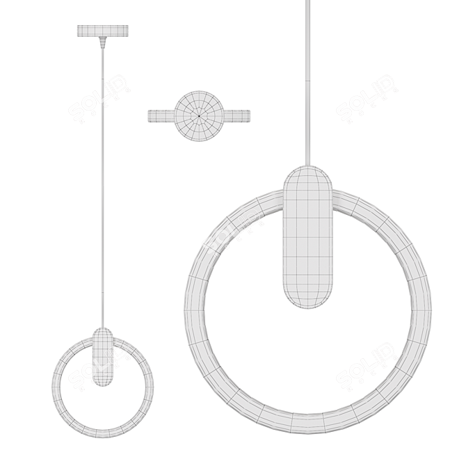 Brass-Trimmed LED Pendant Light 3D model image 5