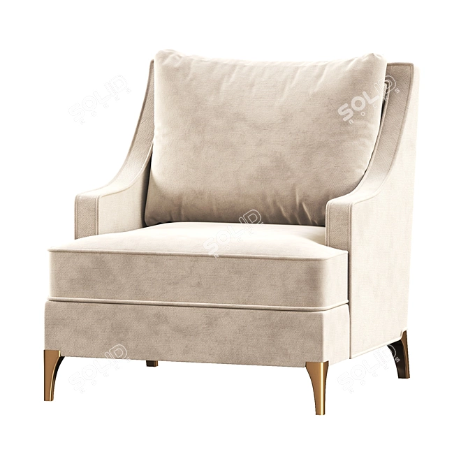 Stylish Rowe Accent Armchair 3D model image 2