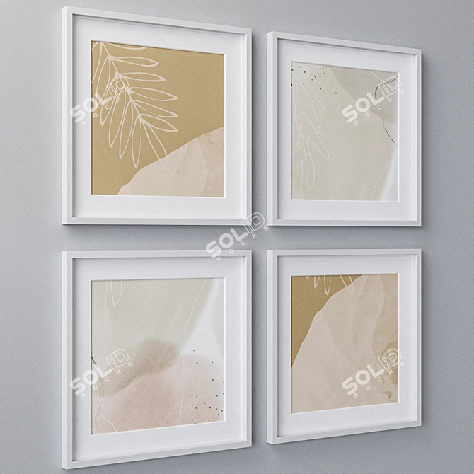 Elegant Set of Wall Paintings 3D model image 2