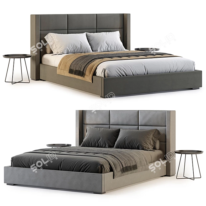 Modern RH Mdena Rectangular Bed 3D model image 2