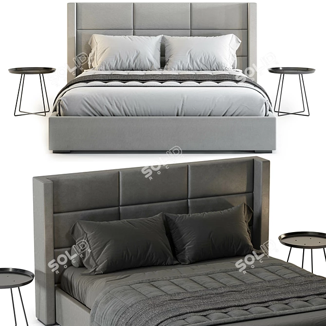 Modern RH Mdena Rectangular Bed 3D model image 3