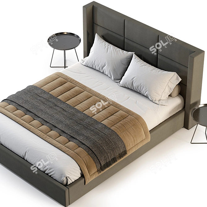 Modern RH Mdena Rectangular Bed 3D model image 4