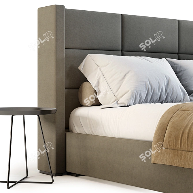 Modern RH Mdena Rectangular Bed 3D model image 5