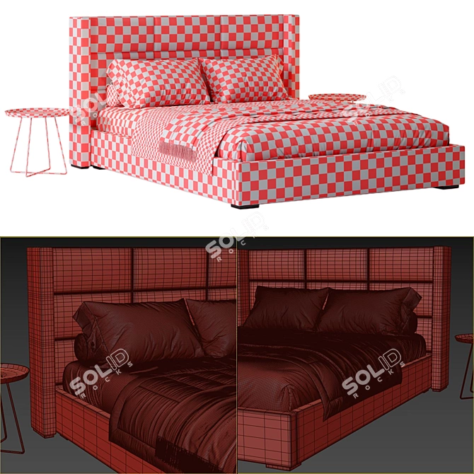 Modern RH Mdena Rectangular Bed 3D model image 6