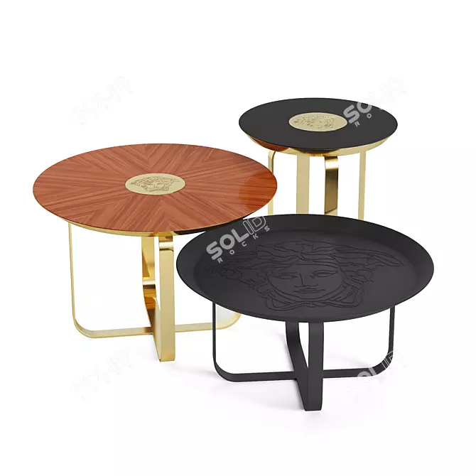 Luxurious Gold Versace Home Side Tables 3D model image 1