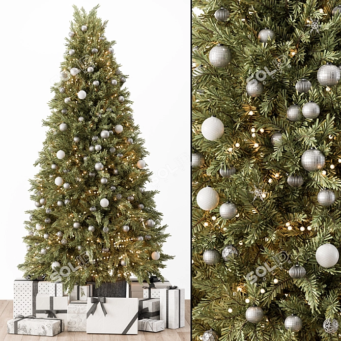 Silver and Green Christmas Tree 3D model image 1