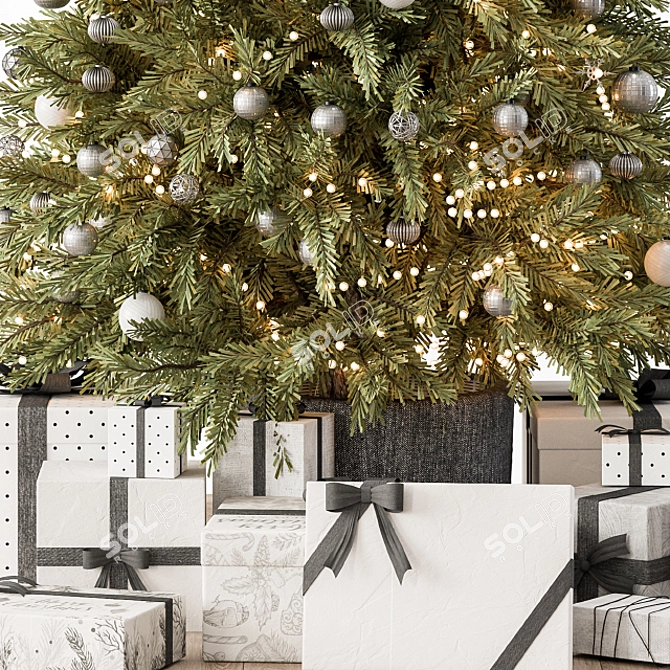 Silver and Green Christmas Tree 3D model image 2