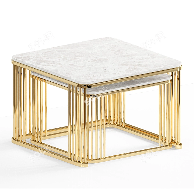 Marble Square Side Table: Modern Elegance 3D model image 1