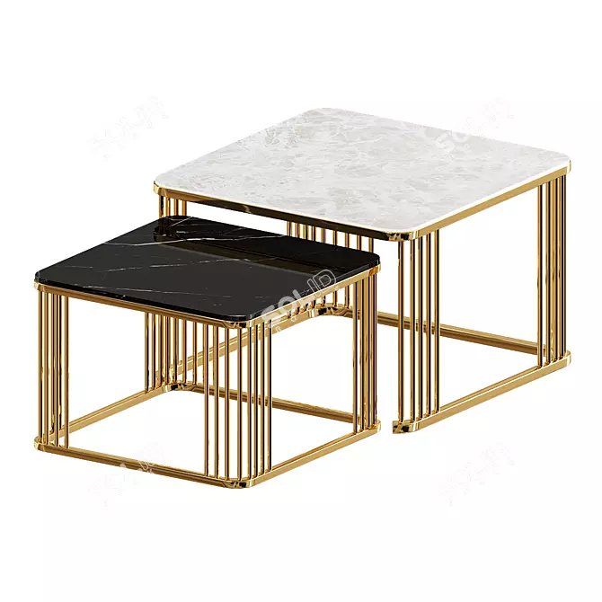 Marble Square Side Table: Modern Elegance 3D model image 2