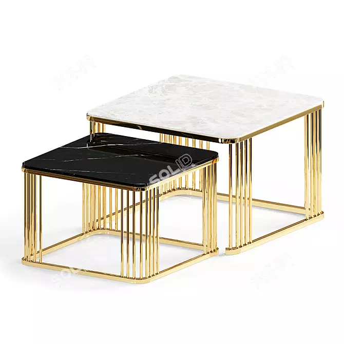 Marble Square Side Table: Modern Elegance 3D model image 3