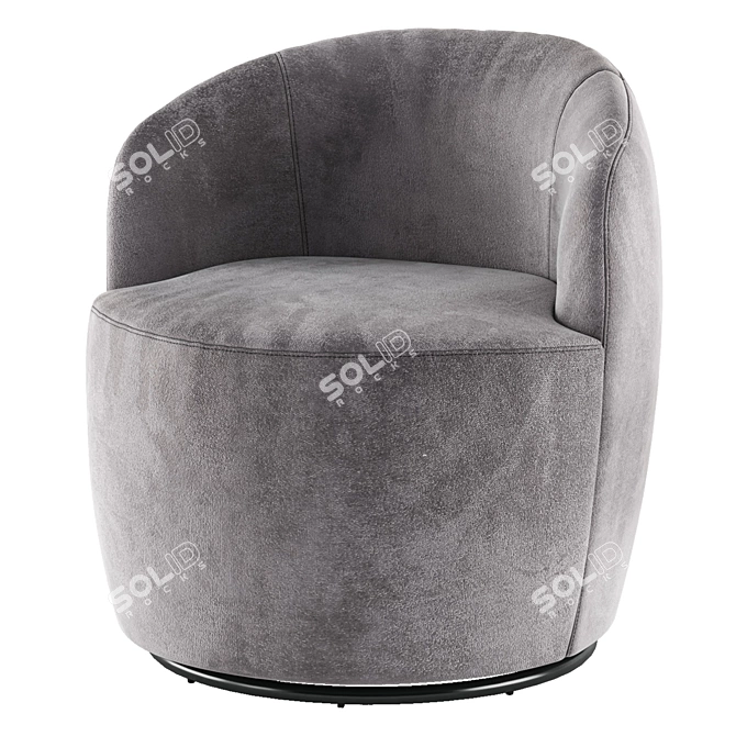 Velvet Grey Swivel Armchair - JYSK BOESLUNDE 3D model image 2