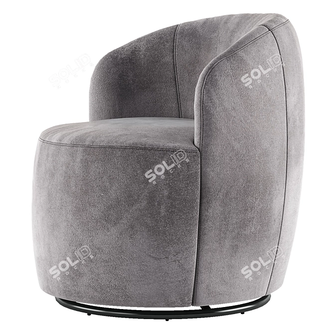 Velvet Grey Swivel Armchair - JYSK BOESLUNDE 3D model image 4