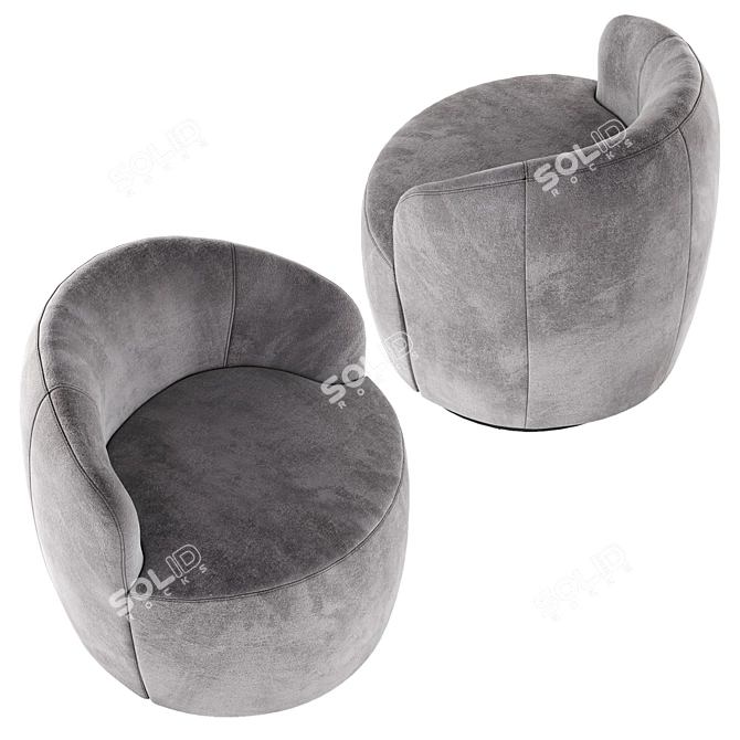 Velvet Grey Swivel Armchair - JYSK BOESLUNDE 3D model image 5