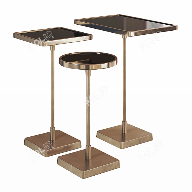 Kaela Arteriors: Elegant Brass and Glass Side Tables 3D model image 1