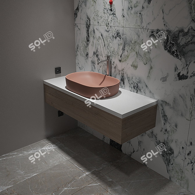 Sleek Ceramic Countertop Washbasin 3D model image 1