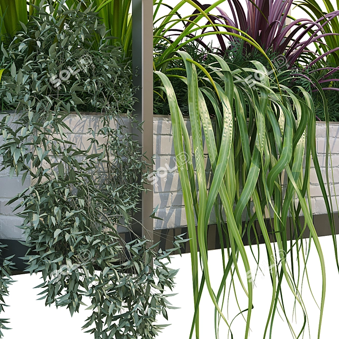 Modern Metal Box Plant Set 3D model image 2