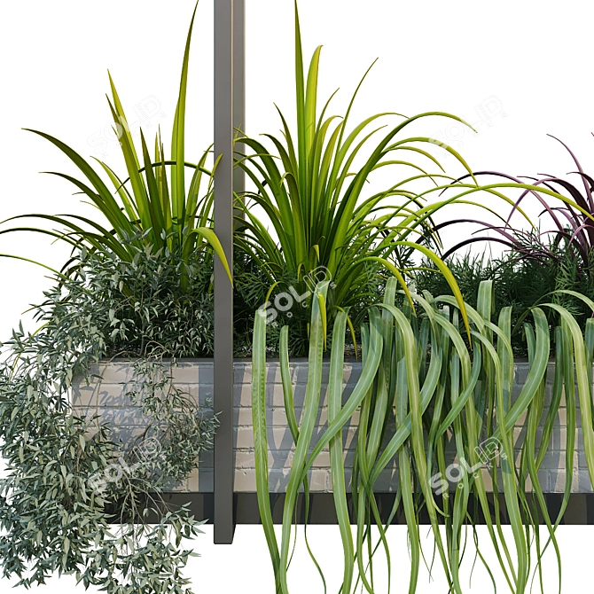 Modern Metal Box Plant Set 3D model image 5