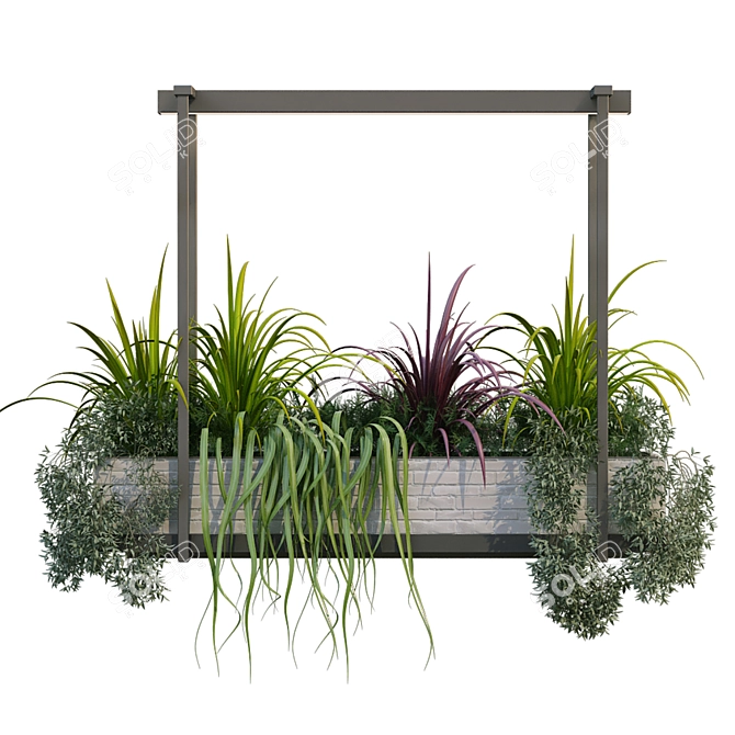 Modern Metal Box Plant Set 3D model image 6