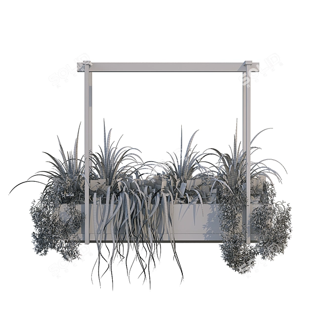 Modern Metal Box Plant Set 3D model image 7