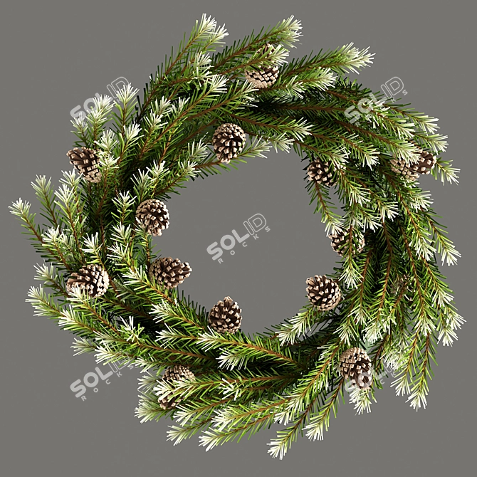 Festive Coniferous Christmas Wreath 3D model image 1
