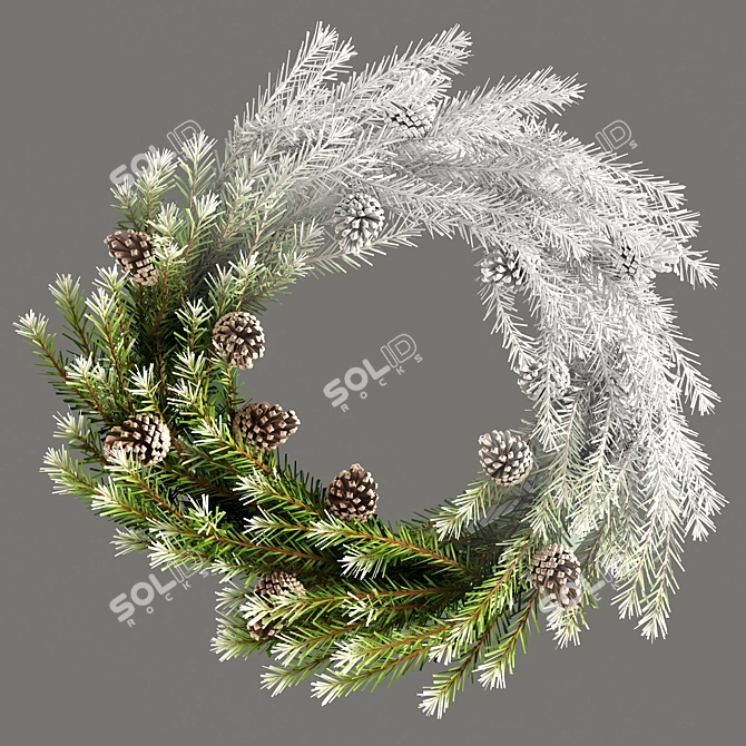 Festive Coniferous Christmas Wreath 3D model image 5