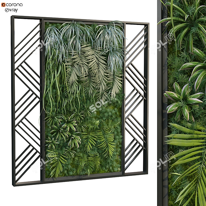 Lush Greens Vertical Plant Set 3D model image 1